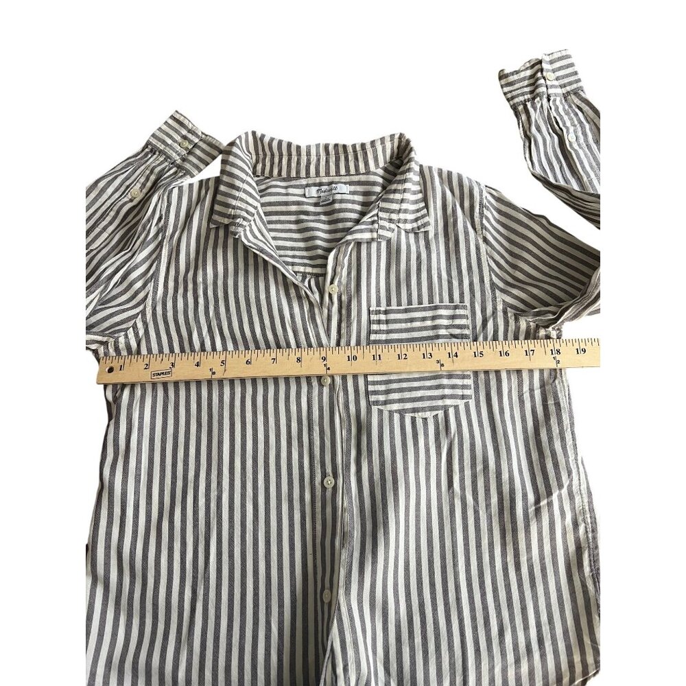 Madewell Tie-Front Striped Cotton Shirt In Maitland Stripe Small - Picture 12 of 14